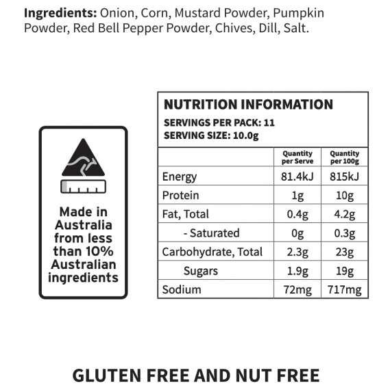 Back of Package of Corn Relish Spice Blend