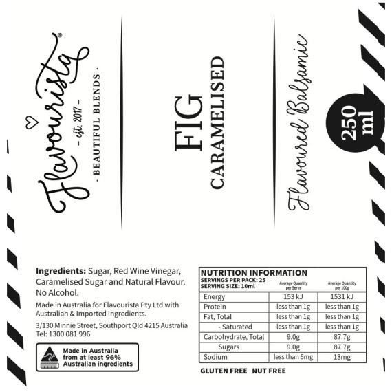 Back of Package of Fig Balsamic