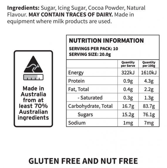 Back of Package of Maple Honeycomb Chocolate Powder