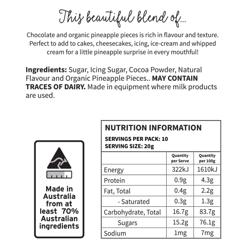 Back of Package of Pineapple Chunk