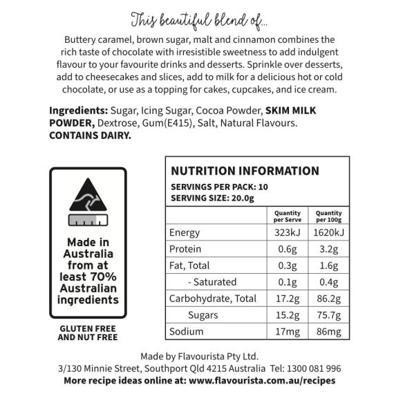 Back of Package of Scoff It! Chocolate Powder