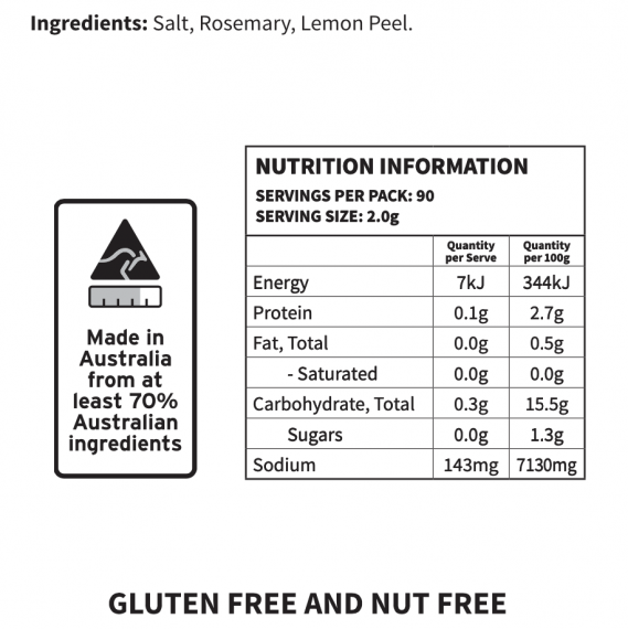 Back of Package of Smoked Rosemary Salt