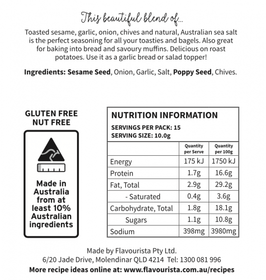 Back of Package of Toastie
