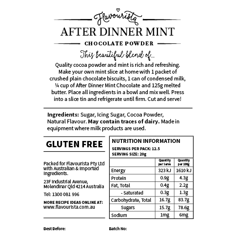 Back of Package of After Dinner Mint