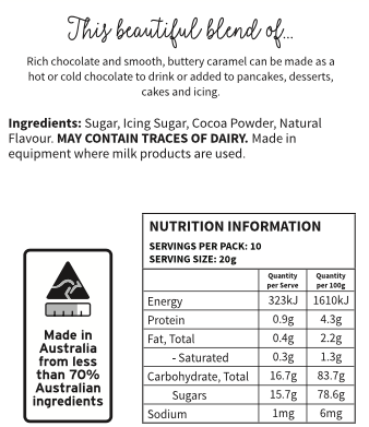 Back of Package of Caramel-Oh!