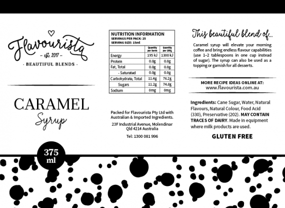 Back of Bottle of Caramel Topping