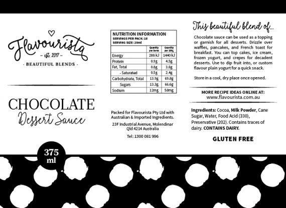 Back of Package of Chocolate