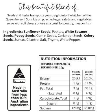 Back of Package of Cleopatra's Kitchen