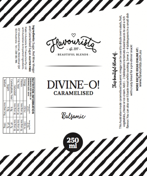 Back of Package of Divin-o! Caramelised