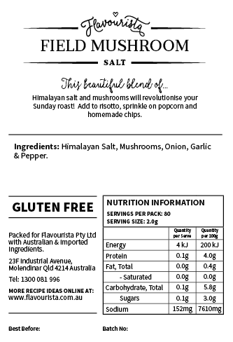 Back of Package of Field Mushroom