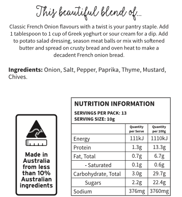 Back of Package of French Twist Onion