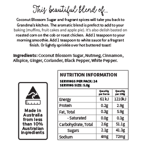 Back of Package of Grandma's Secret Recipe
