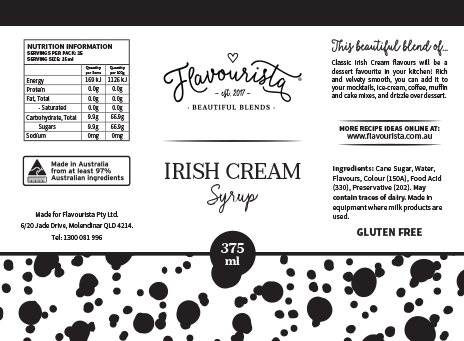 Back of Bottle of Irish Cream