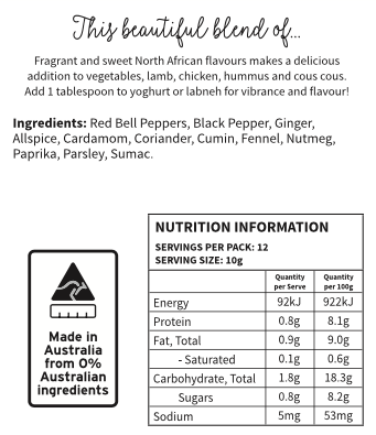 Back of Package of Moroccan My World
