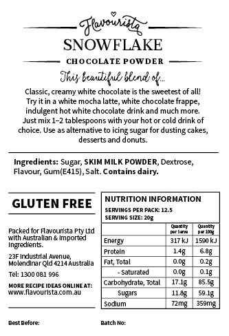 Back of Package of Snowflake