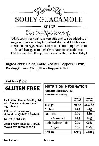 Back of Package of Souly Guacamole